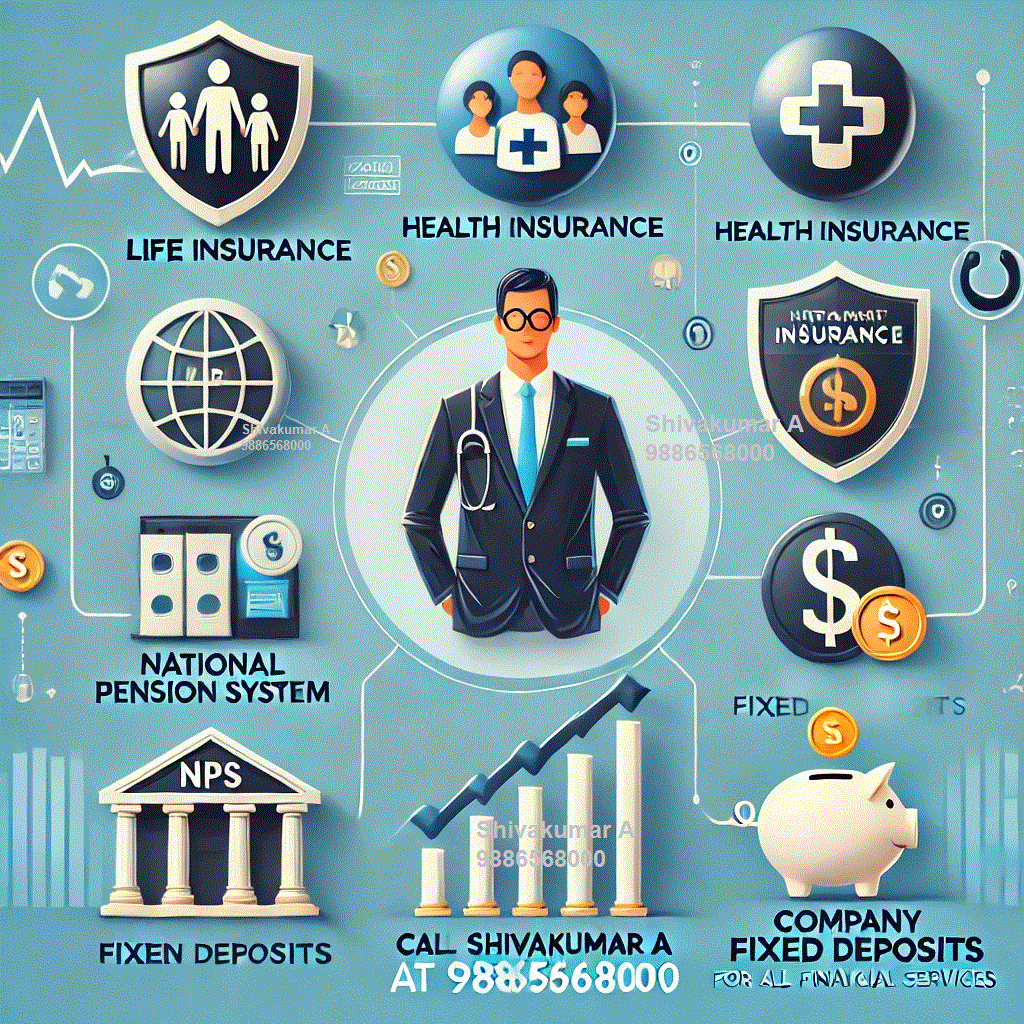 Other products, Best insurance investment options, Secure investment plans in India, Financial planning services near me, Top insurance investment strategies, Safe investment options for long-term growth, Life & Health Insurance, Best life insurance policy in India, Affordable term insurance plans, Whole life insurance vs. term life insurance, Top health insurance companies in India, Best critical illness insurance plans, Family health insurance policies comparison, Tax benefits of health insurance, National Pension System (NPS) Keywords Best retirement investment plans National Pension System (NPS) tax benefits, How to invest in NPS online, NPS vs. mutual funds for retirement, Best NPS fund managers in India, Company Fixed Deposits (FDs), High-interest company fixed deposits, Best company FD rates in India, Corporate fixed deposit vs. bank FD, Safe corporate FD investment options, Fixed deposit interest rates comparison, Bonds & Fixed Income Investments Keywords, Best bonds to invest in India, Corporate bonds vs. government bonds, Tax-free bonds investment benefits, High-yield bonds for safe returns, Fixed income securities for investors, Call-to-Action & Local SEO Keywords, Best financial advisor in India, Investment consultant near me, Call Shivakumar A at 9886568000 for financial services,