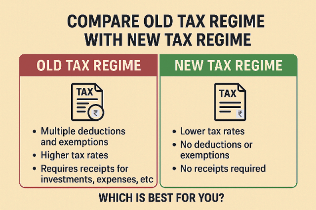 Compare OLD TAX REGIME with NEW TAX REGIME, New tax regime, Old tax regime, tax 2025,
